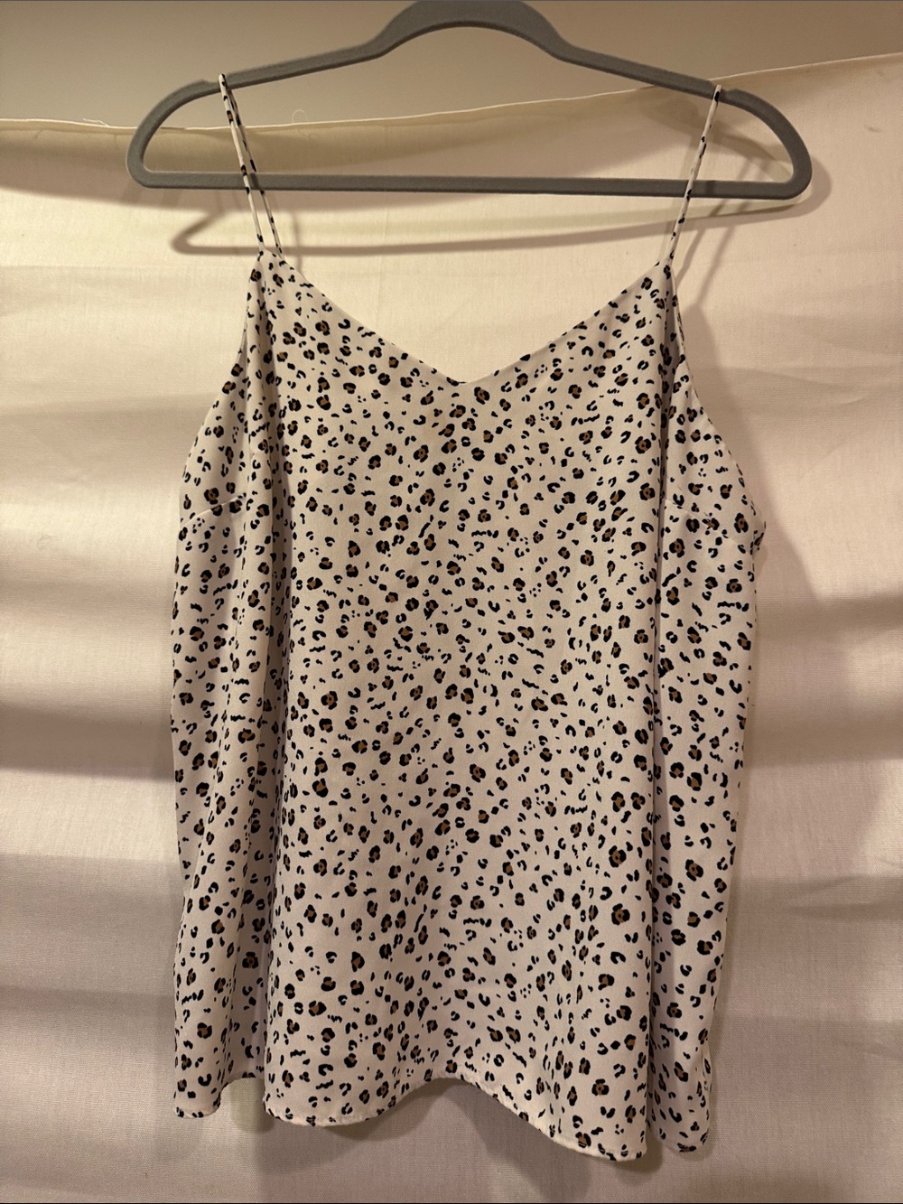 Nine West White Leopard Print Spaghetti Strap Cami  Size L